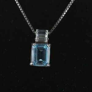 Chateau D'Argent 925 Emerald Cut Topaz Gorgeous Pendant